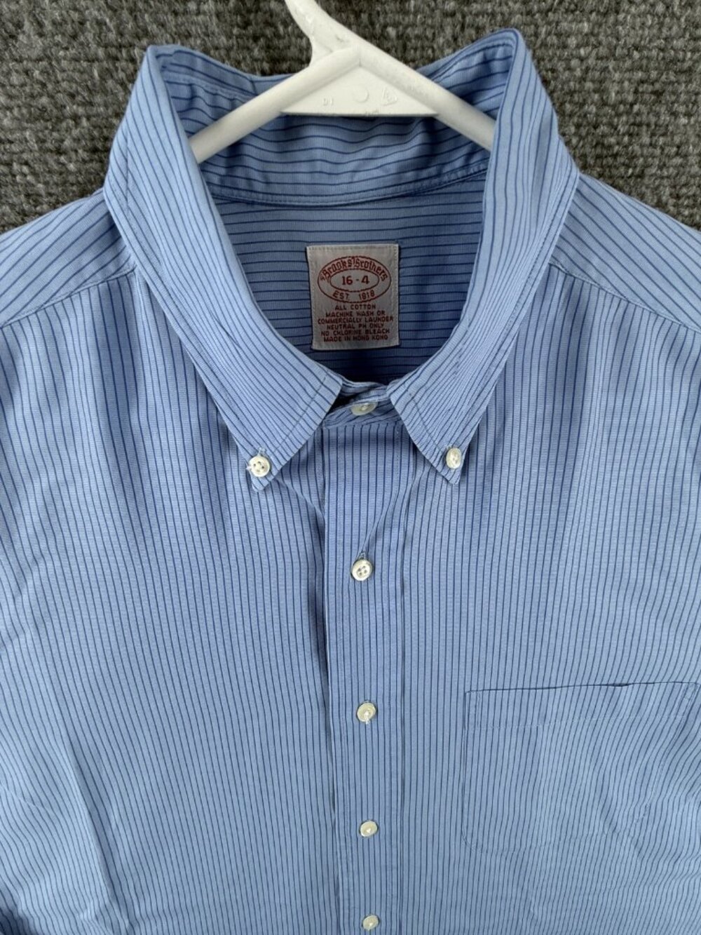 Brooks Brothers Button-Down 16 4 Striped Cotton Blue Long Sleeve Pocket Mens